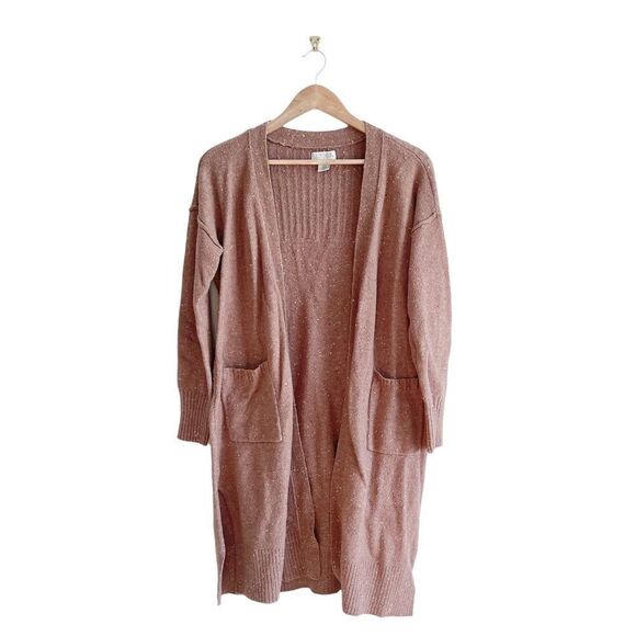 Ruby Moon Anthropologie Sweater Long Open Tweed Cardigan Women's M Side Slits - Picture 1 of 7